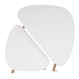 HOMFA 2x Beistelltisch weiß Couchtisch rund Wohnzimmertisch skandinavisch Kaffetisch klein Satztisch Set Groß(60x39,5x45cm),Klein(45x29,5x40cm) - 4