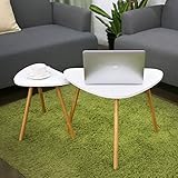 HOMFA 2x Beistelltisch weiß Couchtisch rund Wohnzimmertisch skandinavisch Kaffetisch klein Satztisch Set Groß(60x39,5x45cm),Klein(45x29,5x40cm) - 8