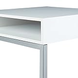 Relaxdays Beistelltisch, Metall, Holz, zum Unterschieben, Ablage, Wohnzimmertisch, Laptoptisch, HxBxT: ca. 61 x 37 x 38cm, weiß - 5