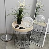 Beistelltisch rund 40xH45cm, schwarzer Metallkorb mit Serviertablett, Tabletttisch Aufbewahrungskorb Couchtisch - 6