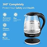 Aigostar Adam 30GOM - Glas Wasserkocher mit LED-Beleuchtung, 2200 Watt, 1,7 Liter, Trockenlaufschutz, BPA frei, schwarz. EINWEGVERPACKUNG - 4
