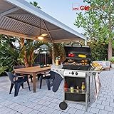 Clatronic GG 3590 Gasgrill 2 Brenner, 2 Heizzonen für individuelle Temperatursteuerung, stufenlose Temperatureinstellung, herausnehmbarer Fettauffangbehälter, Temperaturanzeige - 4
