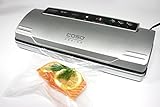 CASO VC10 Vakuumierer - Testsieger bei Stiftung Warentest - Vakuumiergerät, Lebensmittel bleiben vakuumiert bis zu 8x länger frisch - ganz natürlich ohne Konservierungsstoffe, 30cm lange und stabile Schweißnaht, inkl. 10 gratis Profi-Folienbeutel - 11