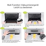 Vakuumiergerät,toyuugo Vakuumierer Folienschweißgerät für Trockene und Feuchte Lebensmittel mit 10 gratis Folienbeutel und Vakuum-Schlauch, silbrig - 11