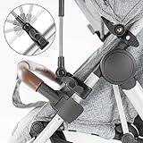 Universal Sonnenschirm Sonnenschutz für Kinderwagen & Buggy - UV Schutz 50+/73 cm Durchmesser/biegsam/Universalhalterung für Rund- und Ovalrohre - Melange Grau - 3