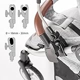 Universal Sonnenschirm Sonnenschutz für Kinderwagen & Buggy - UV Schutz 50+/73 cm Durchmesser/biegsam/Universalhalterung für Rund- und Ovalrohre - Melange Grau - 4