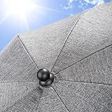 Universal Sonnenschirm Sonnenschutz für Kinderwagen & Buggy - UV Schutz 50+/73 cm Durchmesser/biegsam/Universalhalterung für Rund- und Ovalrohre - Melange Grau - 7