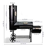 TAINO Chief 130 XXL Smoker 130kg BBQ GRILLWAGEN Holzkohle Grillkamin 3,5 mm Stahl Profi-QUALITÄT Räucherofen (130 kg Smoker) - 3