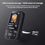 Victure Bluetooth MP3 Player 8GB Mini Sport Musik Player mit Clip, 30 Stunden Wiedergabe Musikplayer mit FM Radio, Unterstützt bis 64 GB SD Karte - 7