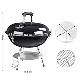 SONGMICS Holzkohlegrill mit Deckel, emaillierter Kugelgrill klein Ø 34,5 cm für Garten, Party, Camping, Standgrill mit Ascheauffangschale GBQ14BK, Schwarz - 2