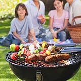 SONGMICS Holzkohlegrill mit Deckel, emaillierter Kugelgrill klein Ø 34,5 cm für Garten, Party, Camping, Standgrill mit Ascheauffangschale GBQ14BK, Schwarz - 3