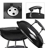 SONGMICS Holzkohlegrill mit Deckel, emaillierter Kugelgrill klein Ø 34,5 cm für Garten, Party, Camping, Standgrill mit Ascheauffangschale GBQ14BK, Schwarz - 4