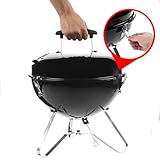 Bruzzzler Kugelgrill, tragbarer Kugelgriller in solider Verarbeitung, bequem zu transportieren und perfekt für Outdoor, Garten und Camping, Durchmesser ca. 35 cm - 3