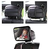 Bable Rücksitzspiegel, Spiegel Auto Baby, Rückspiegel Baby Autospiegel Shatterproof Car Rückspiegel kompatibel mit meisten Auto drehbar doppelriemen, 360° schwenkbar für Baby Kinderbeobachtung - 5