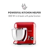 Klarstein Bella Pico • Küchenmaschine • Rührmaschine • Knetmaschine • 550W Nomimal- / 800W Spitzenleistung • 4L • planetarisches Rührsystem • 6-stufige Geschwindigkeit • 3-teiliger Werkzeugsatz • rot - 3