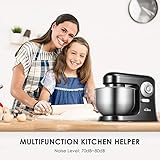 Kealive Küchenmaschine, 10 Geschwindigkeiten Elektrischer knetmaschine, mit 5 Liter Edelstahlschüssel und Spritzschutz, 700W Küchenmixer - inkl. Rührbesen, Teighaken und Schneebesen (Schwarz) - 6