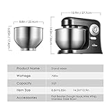 Kealive Küchenmaschine, 10 Geschwindigkeiten Elektrischer knetmaschine, mit 5 Liter Edelstahlschüssel und Spritzschutz, 700W Küchenmixer - inkl. Rührbesen, Teighaken und Schneebesen (Schwarz) - 8