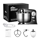 Kealive Küchenmaschine, 10 Geschwindigkeiten Elektrischer knetmaschine, mit 5 Liter Edelstahlschüssel und Spritzschutz, 700W Küchenmixer - inkl. Rührbesen, Teighaken und Schneebesen (Schwarz) - 9