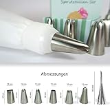 Wenburg Spritzbeutel Set Premium I 7 Große Spritztüllen - Baumwolle Spritztüte 35 cm - Adapter I Professionelle Edelstahl Aufsätze für Kuchen, Torten, Keksen-Dekoration. Geschenk-Edition - 2