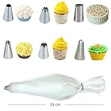 Wenburg Spritzbeutel Set Premium I 7 Große Spritztüllen - Baumwolle Spritztüte 35 cm - Adapter I Professionelle Edelstahl Aufsätze für Kuchen, Torten, Keksen-Dekoration. Geschenk-Edition - 4