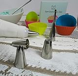 Wenburg Spritzbeutel Set Premium I 7 Große Spritztüllen - Baumwolle Spritztüte 35 cm - Adapter I Professionelle Edelstahl Aufsätze für Kuchen, Torten, Keksen-Dekoration. Geschenk-Edition - 5