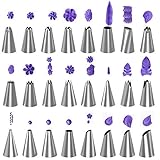 BSET BUY 36 Stück Kuchen Spritztüllen Backgeschirr Kuchen Dekorieren Werkzeug Set Professionelle Edelstahl DIY Zuckerguss-Werkzeug mit wiederverwendbaren Spritzbeutel, Kupplungen und Kuchen Schaber - 2