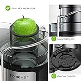 Entsafter, Homever Entsafter für Obst und Gemüse, Zentrifugal Entsafter mit Fruchtfleischbehälter & Saftbehältezwe, 65mm Breiter Mund Edelstahl und 2 Geschwindigkeiten Entsafter, BPA-frei - 4