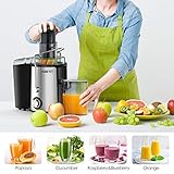 Entsafter, Homever Entsafter für Obst und Gemüse, Zentrifugal Entsafter mit Fruchtfleischbehälter & Saftbehältezwe, 65mm Breiter Mund Edelstahl und 2 Geschwindigkeiten Entsafter, BPA-frei - 7