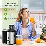 Entsafter, Homever Entsafter für Obst und Gemüse, Zentrifugal Entsafter mit Fruchtfleischbehälter & Saftbehältezwe, 65mm Breiter Mund Edelstahl und 2 Geschwindigkeiten Entsafter, BPA-frei - 8