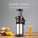 Aobosi Kompakt Slow Juicer/Edelstahl Entsafter/Saftpresse für Obst und Gemüse mit tragbar Griff/Rücklauffunktion/geräuschlosem Motor und Reinigungsbürste für einen nährstoffreichen Saft - 2