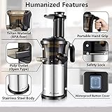Aobosi Kompakt Slow Juicer/Edelstahl Entsafter/Saftpresse für Obst und Gemüse mit tragbar Griff/Rücklauffunktion/geräuschlosem Motor und Reinigungsbürste für einen nährstoffreichen Saft - 5