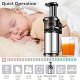 Aobosi Kompakt Slow Juicer/Edelstahl Entsafter/Saftpresse für Obst und Gemüse mit tragbar Griff/Rücklauffunktion/geräuschlosem Motor und Reinigungsbürste für einen nährstoffreichen Saft - 6