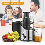 Entsafter für Gemüse und Obst, Easehold 2 Geschwindigkeitsstufen 65mm Einfüllöffnung Saftpresse Juicer elektrisch, BPA-frei, Reinigungsbürste und Saftbehälter - 2