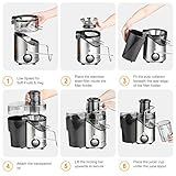 Entsafter für Gemüse und Obst, Easehold 2 Geschwindigkeitsstufen 65mm Einfüllöffnung Saftpresse Juicer elektrisch, BPA-frei, Reinigungsbürste und Saftbehälter - 8