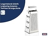 Leifheit Vierkantreibe ComfortLine-Serie mit 4 Reibflächen zum feinen/groben Reiben und Schneiden, Küchenreibe aus rostfreiem Edelstahl, Kunststoff-Einsatz am Griff der Reibe für sicheren Halt - 4
