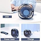 TedGem USB Ventilator, Handventilator Ventilator Klein PC Ventilator USB Mini Ventilator 3 Geschwindigkeiten, USB Lüfter Geräuscharm, USB Fan Einfach zu Tragen, für Büro, Zuhause und im Freien - 3