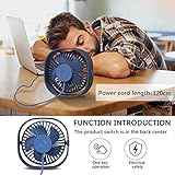 TedGem USB Ventilator, Handventilator Ventilator Klein PC Ventilator USB Mini Ventilator 3 Geschwindigkeiten, USB Lüfter Geräuscharm, USB Fan Einfach zu Tragen, für Büro, Zuhause und im Freien - 6