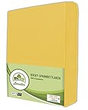 leevitex® Jersey Spannbettlaken, Spannbetttuch 100% Baumwolle in vielen Größen und Farben MARKENQUALITÄT ÖKOTEX Standard 100 | 90 x 200 cm - 100 x 200 cm - Gelb - 2