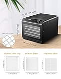 AICOOK Dörrautomat | LED-Anzeige mit Temperaturregler 35-70℃ | Timer 19.5 Stunde | Dörrgerät mit 6 Etagen aus Edelstahl für Lebensmittel, Obst- Fleisch- Früchte-Trockner | BPA-frei, Auto-Off 500W - 5