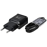 Samsung Original Typ C Ladegerät Schnellladegerät EP-TA20EBE Farbe Schwarz inkl. USB Typ-C Ladekabel Schnellladekabel Galaxy S8 S8+ S9 Plus S9+ A3 A5 A7 2017 USB-C - 2