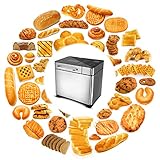 Bvivoa Brotbackautomat Brotbackmaschine Backmeister mit 19 Programme für 500g-1000g Brotgewicht, 710W, 15 Stunden Timing-Funktion, Warmhaltefunktion, Sichtfenster und LED Bildschirm, Silber (Silber) - 2