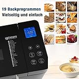 Bvivoa Brotbackautomat Brotbackmaschine Backmeister mit 19 Programme für 500g-1000g Brotgewicht, 710W, 15 Stunden Timing-Funktion, Warmhaltefunktion, Sichtfenster und LED Bildschirm, Silber (Silber) - 4