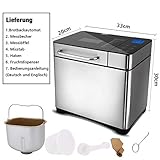 Bvivoa Brotbackautomat Brotbackmaschine Backmeister mit 19 Programme für 500g-1000g Brotgewicht, 710W, 15 Stunden Timing-Funktion, Warmhaltefunktion, Sichtfenster und LED Bildschirm, Silber (Silber) - 9