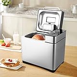 Bvivoa Brotbackautomat Brotbackmaschine Backmeister mit 19 Programme für 500g-1000g Brotgewicht, 710W, 15 Stunden Timing-Funktion, Warmhaltefunktion, Sichtfenster und LED Bildschirm, Silber (Silber) - 10