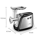 【Upgraded】Aobosi Elektrischer Fleischwolf 3-IN-1 Multi Fleischwolf mit 3 Edelstahl-Schleifplatten, Kubbe & Wurstfüllrohren｜1200W MAX Hochleistungsmotor für schnelles und feines Schleifen - 8