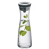 WMF Basic Wasserkaraffe, 1,0l, Höhe 29 cm, Glas-Karaffe, Silikondeckel, CloseUp-Verschluss, silber - 2