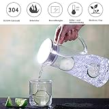 MUHOO Glas Krug 1,5L Glaskaraffe mit Deckel Glas Karaffe Wasserkrug aus Borosilikatglas Wasserkaraffe Wasserkrug Glaskaraffe Getränkekaraffe - 4