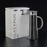 MUHOO Glas Krug 1,5L Glaskaraffe mit Deckel Glas Karaffe Wasserkrug aus Borosilikatglas Wasserkaraffe Wasserkrug Glaskaraffe Getränkekaraffe - 7