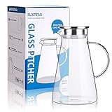 susteas 2.0 Liter 70 Unzen Glas Krug karaffe mit Deckel Eistee Krug Wasserkrug Heißes Kaltes Wasser Eistee Wein Kaffee Milch und Saft Getränkekaraffe wasserkaraffe - 2