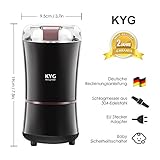 KYG Kaffeemühle 300W Elektrische Kaffeemühle Kaffeebohnen Nüsse Gewürze Getreide Mühle mit Edelstahlmesser 50g Fassungsvermögen (schwarz) - 3